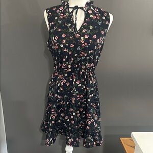 Cupshe Floral Sleeveless Dress Navy Blue with Pink and Yellow Flowers